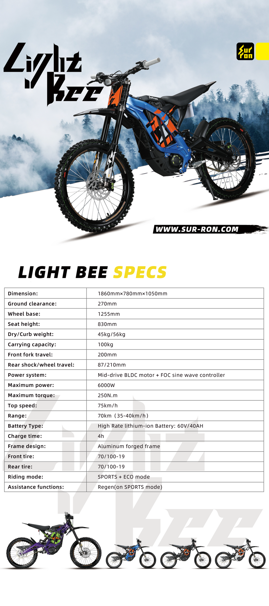 Surron Light Bee X - Specs